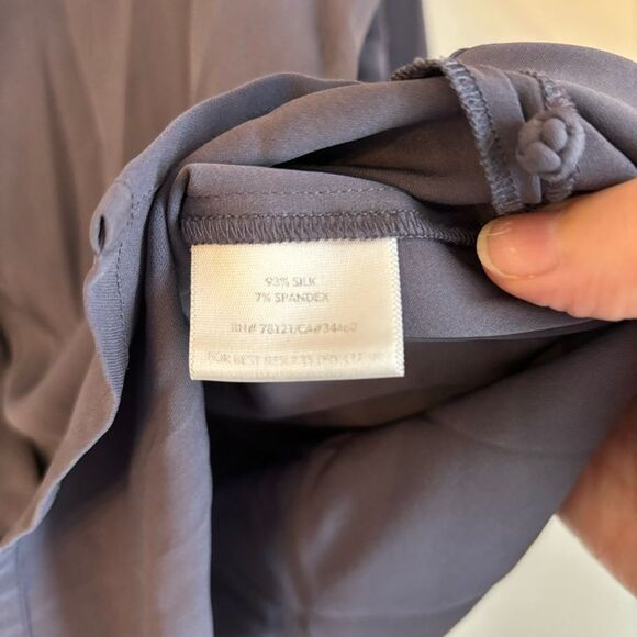 Eileen Fisher Women silk blend collared button down dark purple gray size small. - Picture 6 of 8
